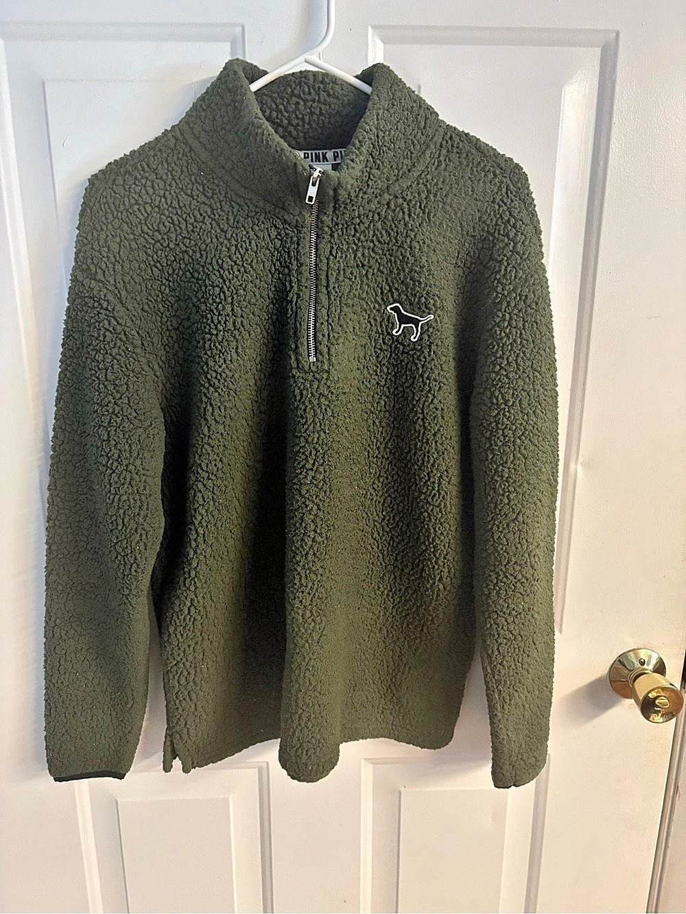 Victoria'Small Secret PINK Women'Small Quarter-Zip Fleece in Green Size Small